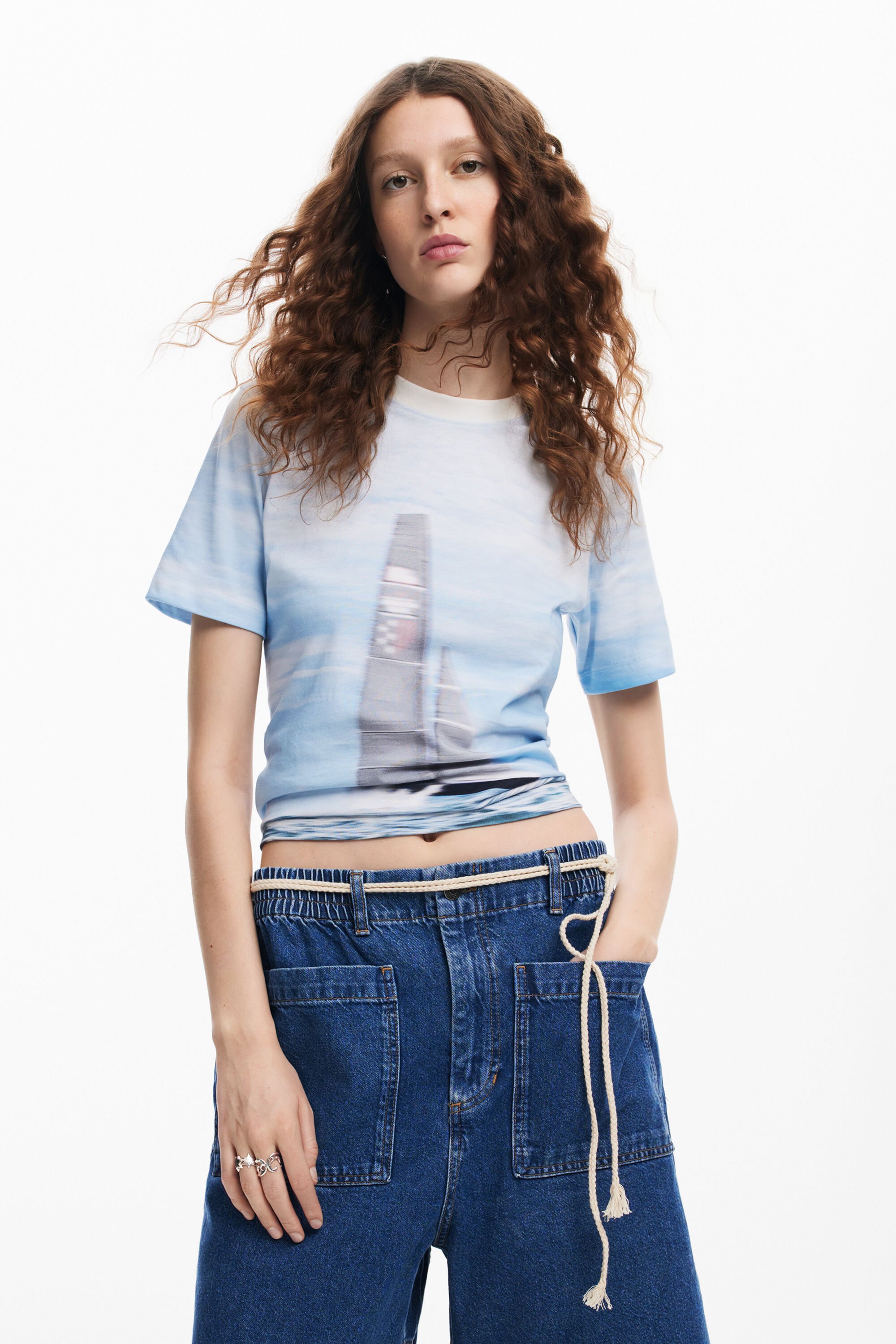 Desigual American Magic zeilboot T-shirt - BLUE