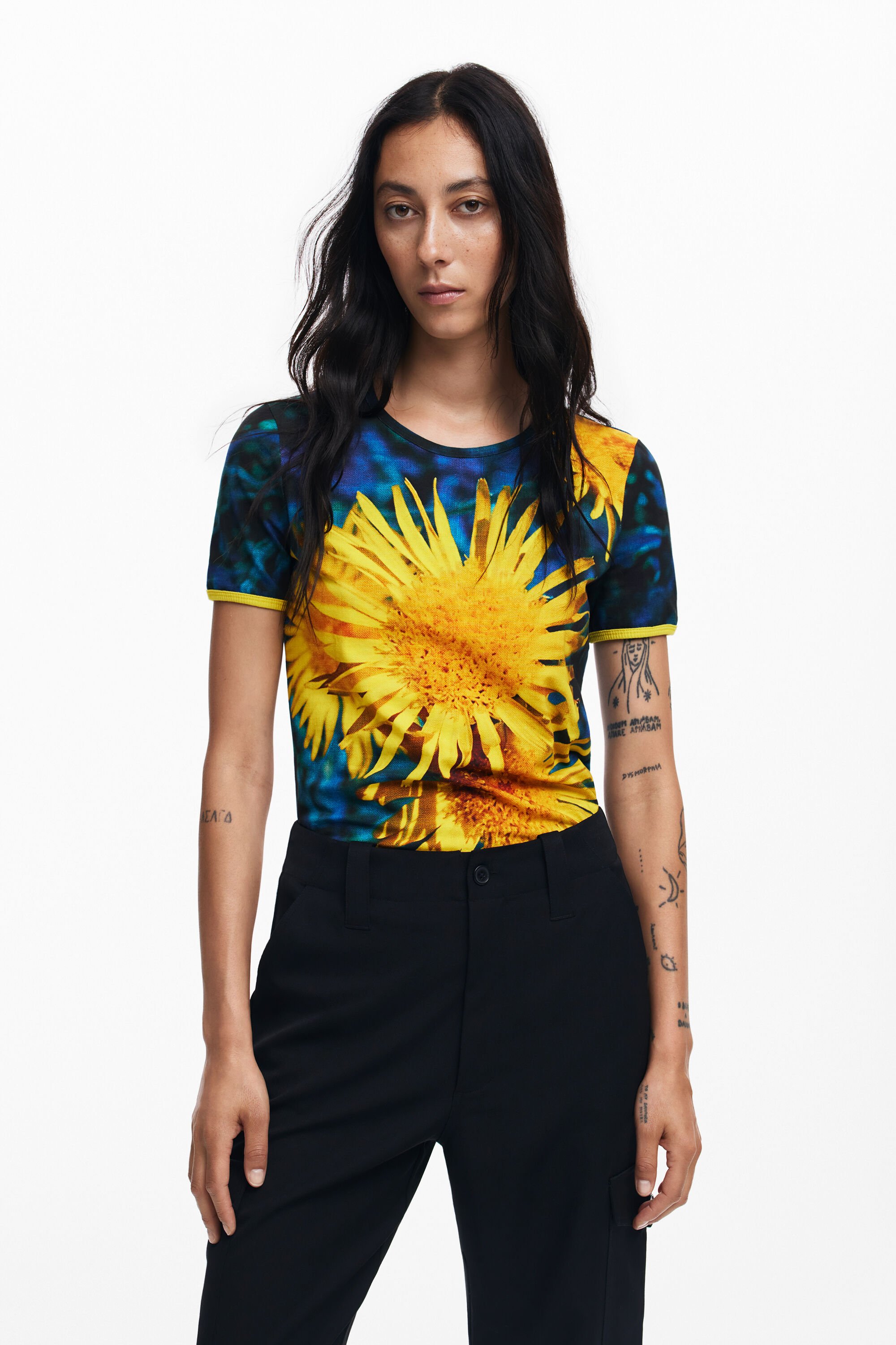 Desigual Zonnebloem T-shirt - BLUE