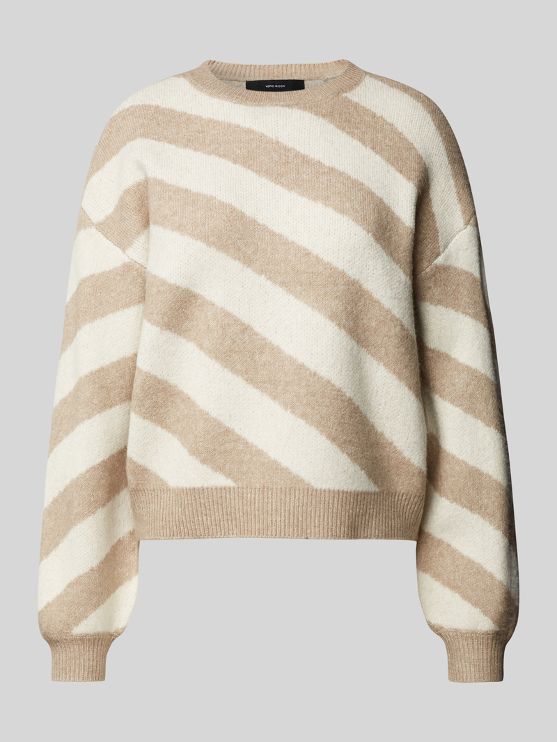 Vero Moda Gebreide pullover met diagonale streepmotief, model 'LARA'