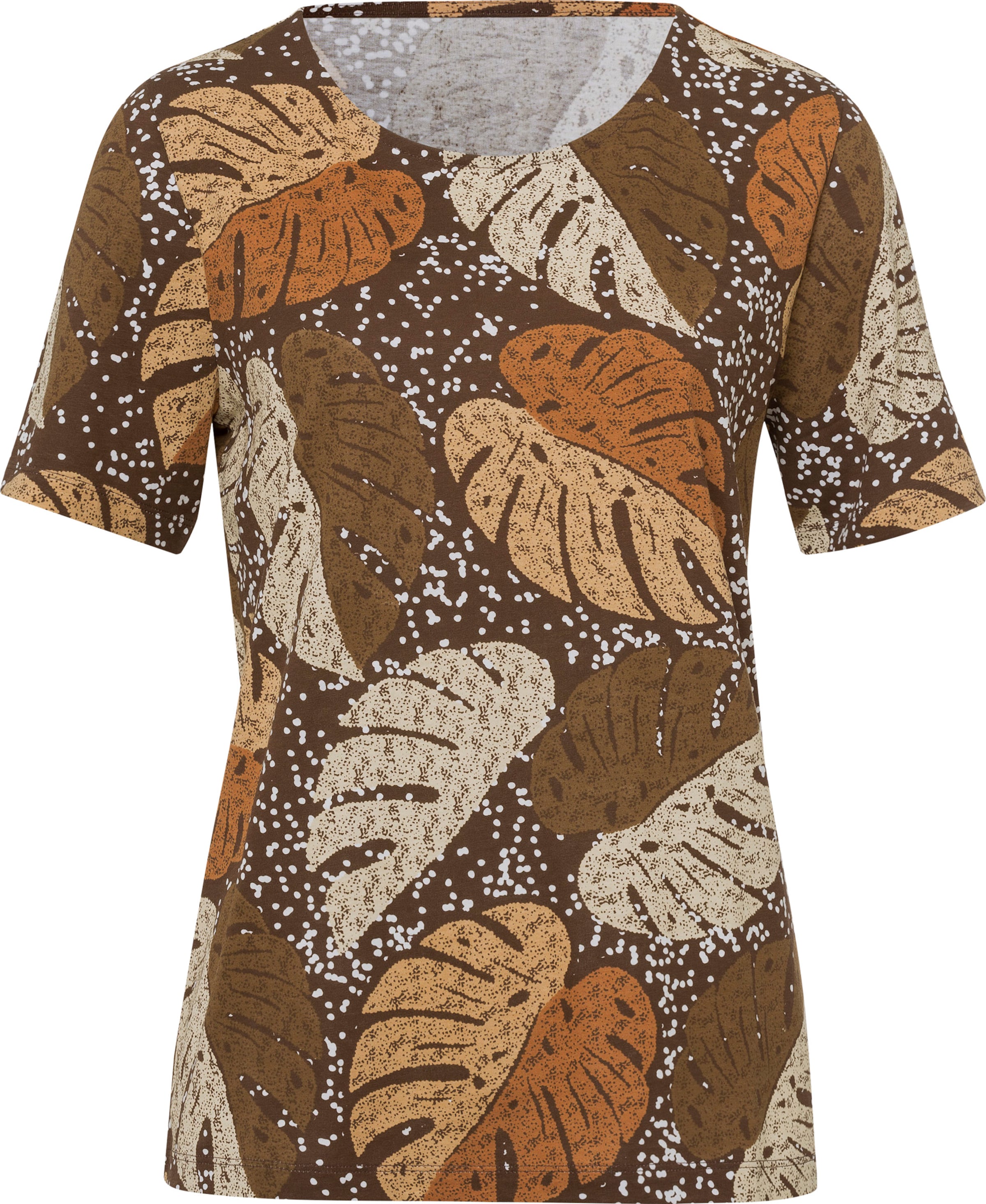 Your Look... for less! Dames Shirt met korte mouwen chocolade/wit bedrukt Maat