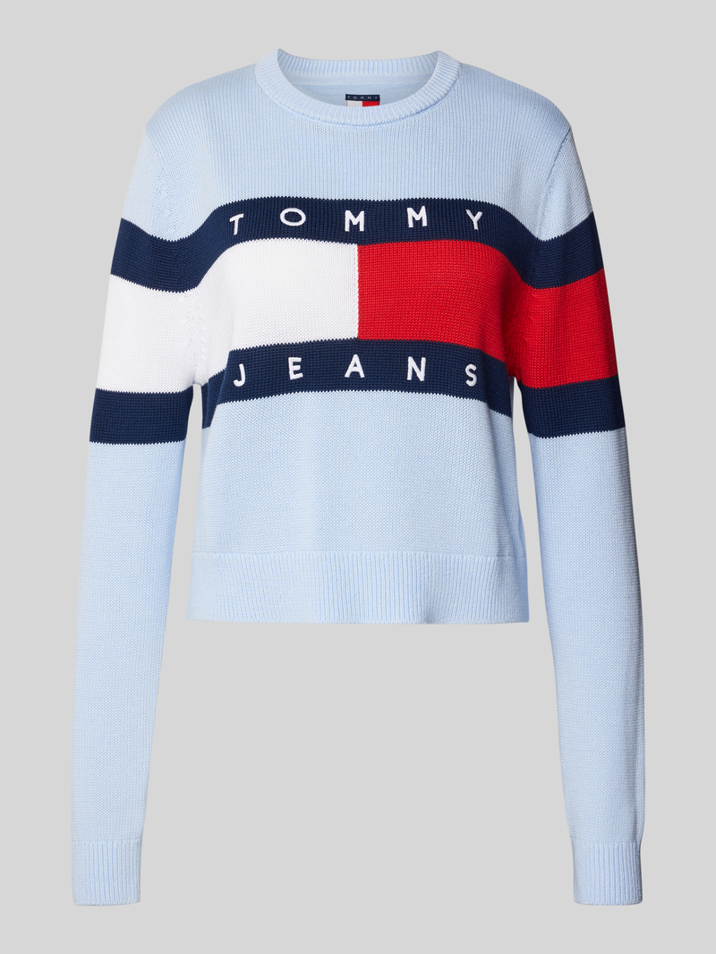 Tommy Jeans Gebreide pullover met logodetail, model 'CENTER FLAG'