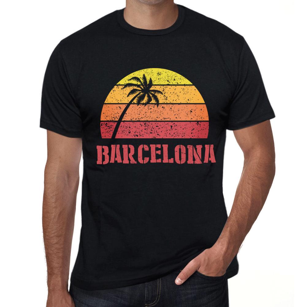 Ultrabasic Vintage T-shirt voor heren Grafisch T-shirt Barcelona Sunset diepzwart