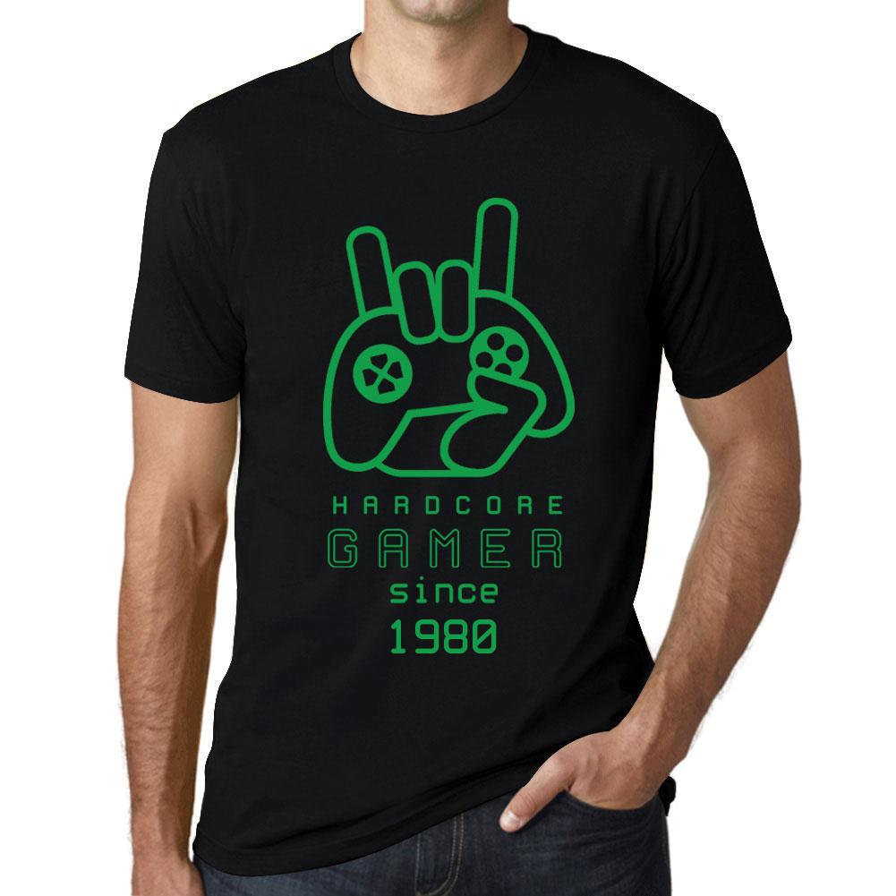 Ultrabasic Heren Vintage T-shirt Grafisch T-shirt Hardcore Gamer sinds 1980 Deep Black