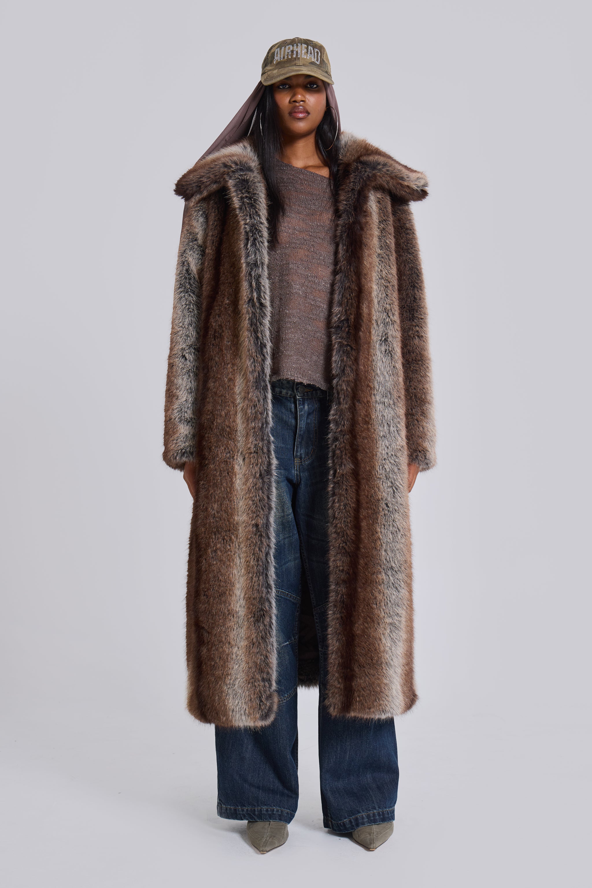 Jaded London Agyness Brown Faux Fur Coat