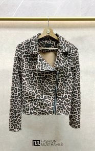 The Musthaves Leopard Suede Biker Jacket