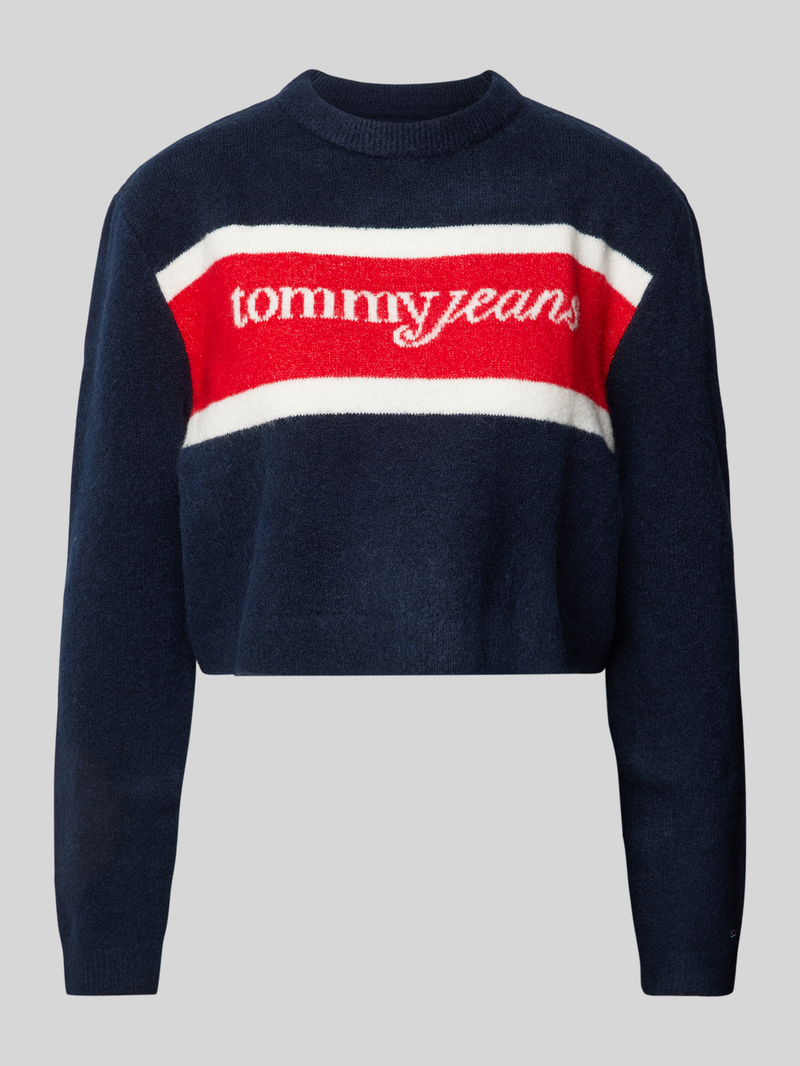 Tommy Jeans Korte gebreide pullover met wol, model 'SCRIPT'