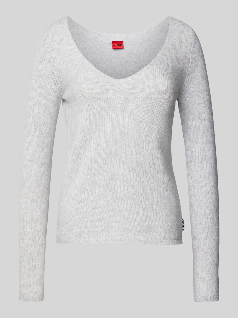 HUGO Wollen pullover met afgeronde V-hals, model 'Shakylina'