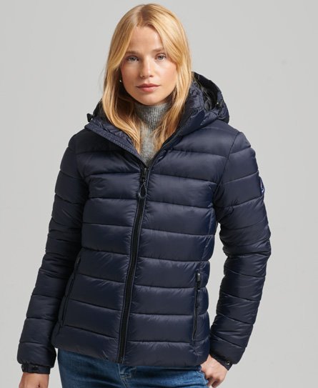 Superdry Vrouwen Klassieke Pufferjas met Capuchon Blauw