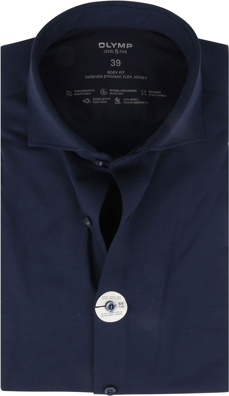 Olymp Level Five Overhemd Sleeve 7 Donkerblauw