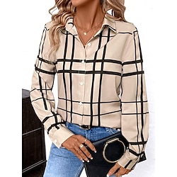 Light in the box Dames Overhemd Blouse Dagelijks Casual Lange mouw Khaki Herfst Winter