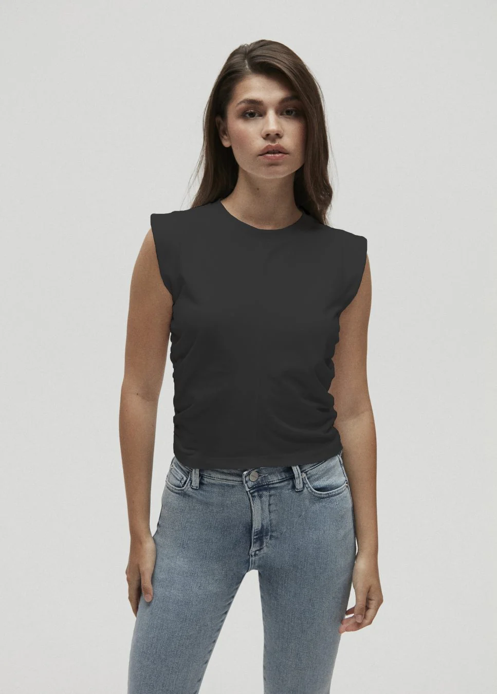 Homage to Denim Cropped top met plooien