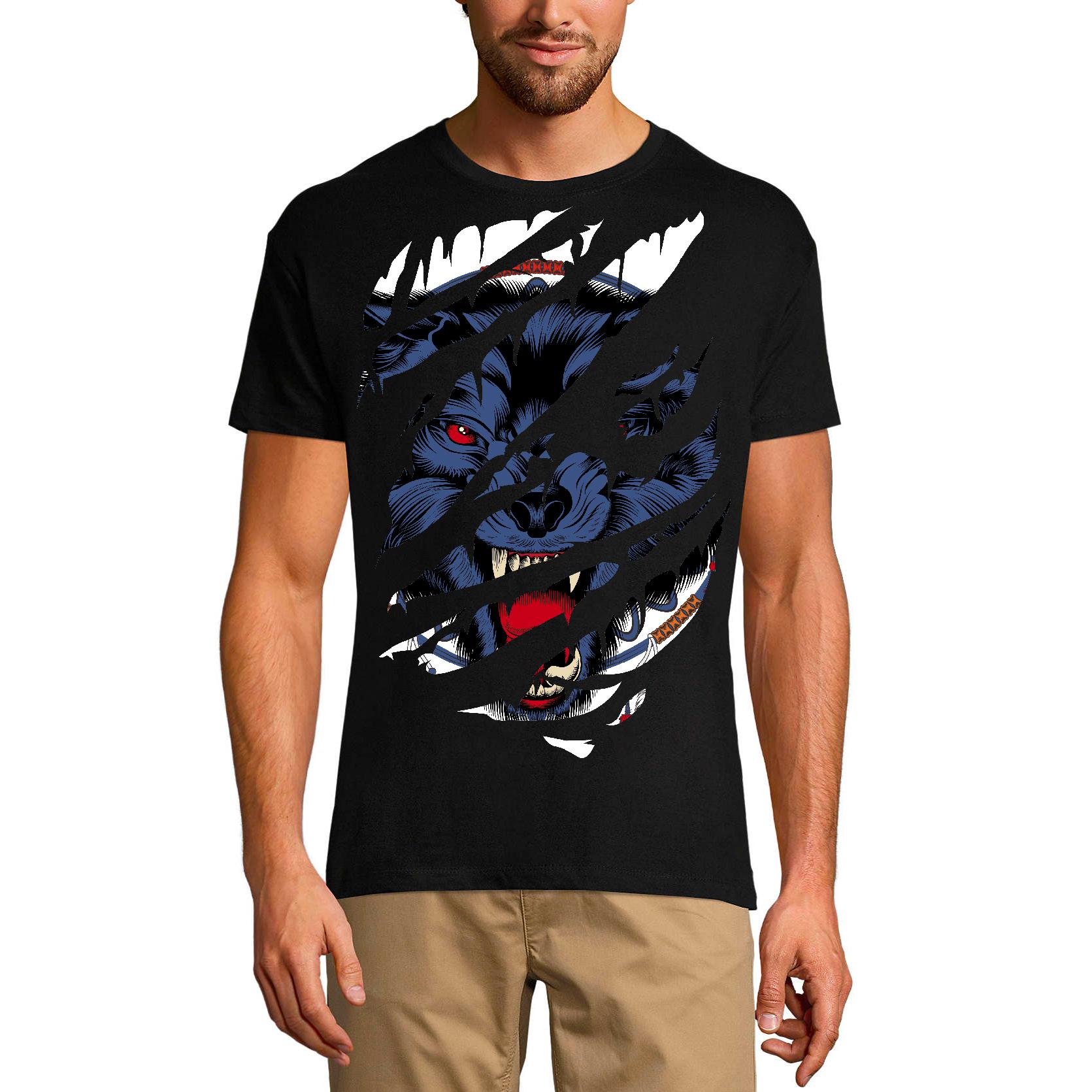 Ultrabasic Heren gescheurd T-shirt Scary Mad Wolf - Vintage shirt voor heren