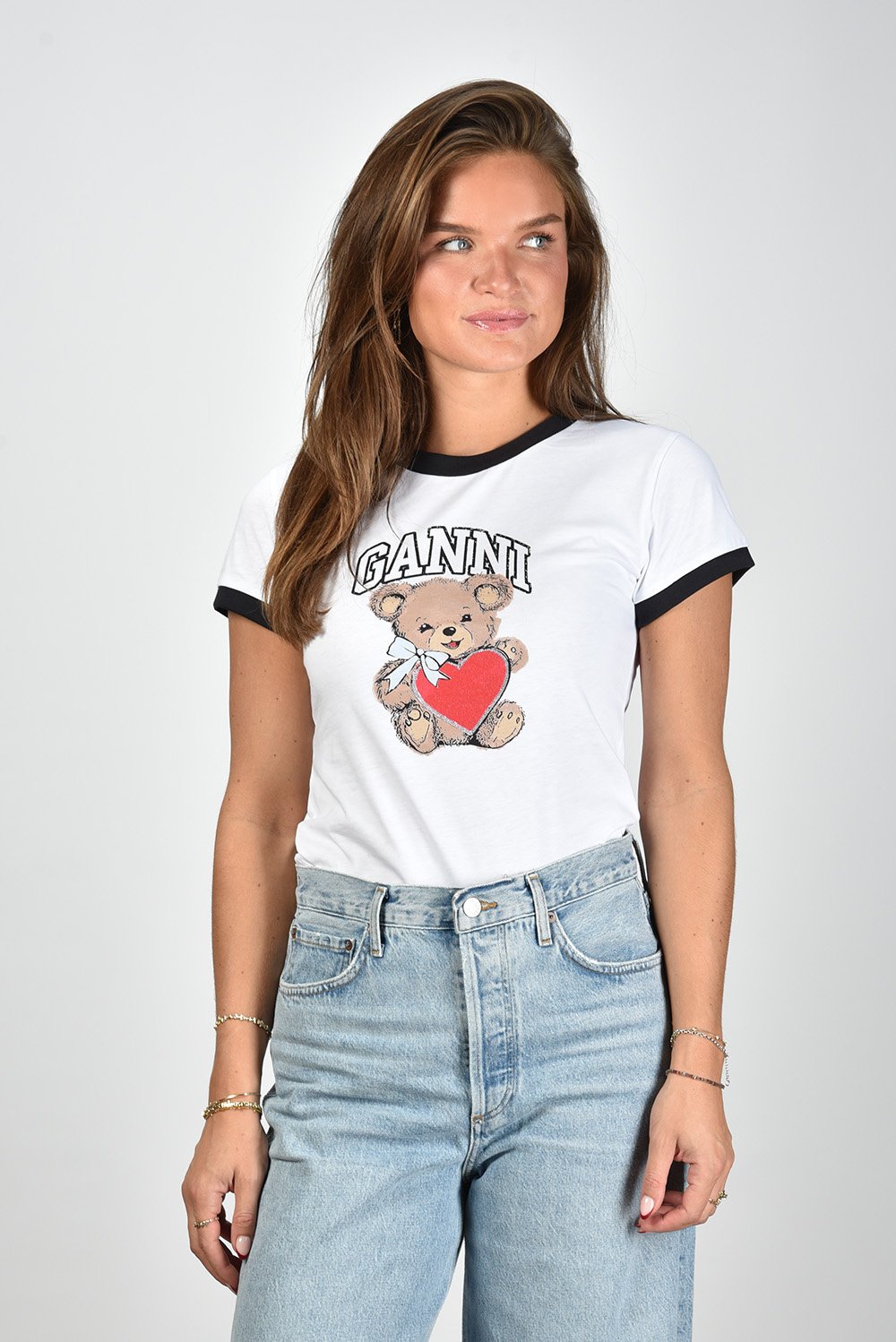 Ganni t-shirt met logo print wit