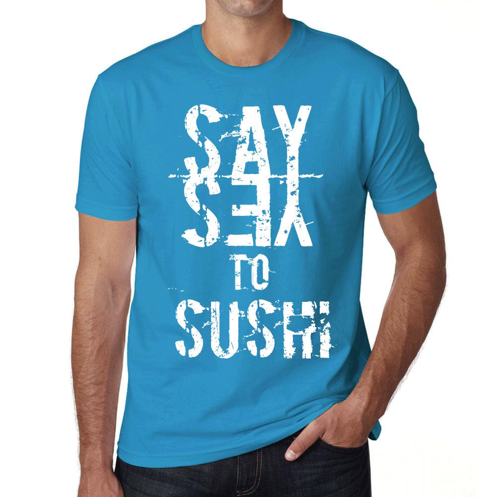 Ultrabasic Vintage T-shirt voor heren Grafisch T-shirt Zeg ja tegen Sushi Aqua