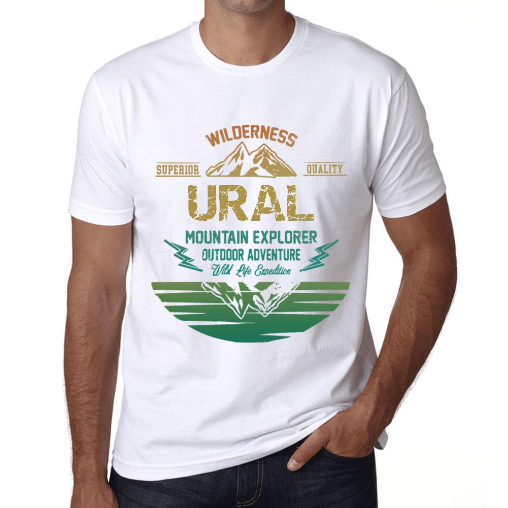 Ultrabasic Heren Vintage T-shirt Grafisch T-shirt Mountain Explorer Ural Wit