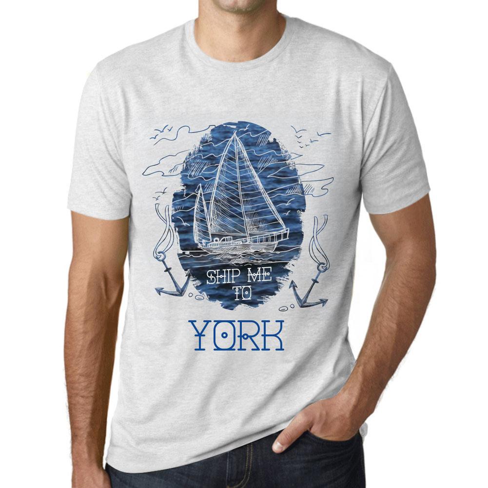 Ultrabasic Vintage T-shirt voor heren Grafisch T-shirt Verzend mij naar York Vintage White