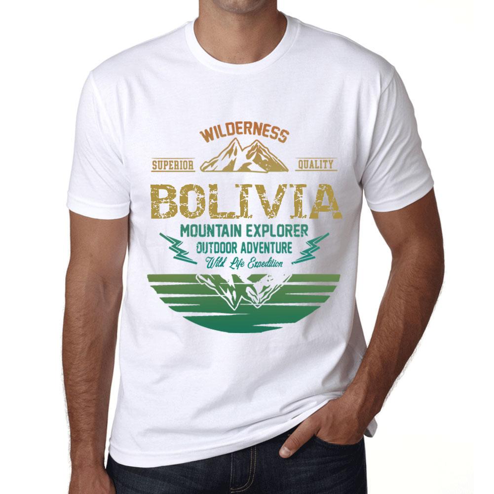 Ultrabasic Heren Vintage T-shirt Grafisch T-shirt Mountain Explorer Bolivia Wit