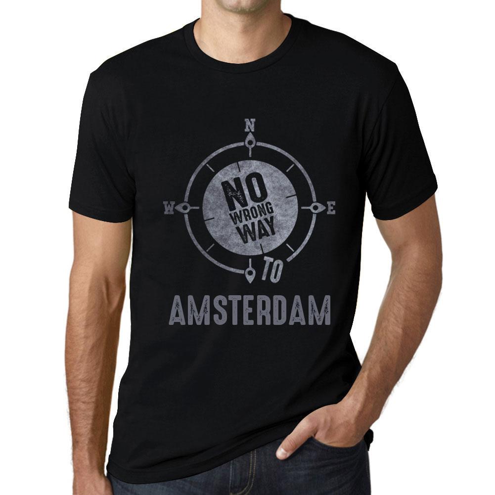 Ultrabasic Heren Vintage T-shirt Grafisch T-shirt No Wrong Way Amsterdam Diep Zwart