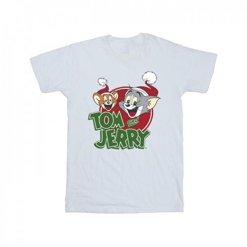 Tom And Jerry Mens Christmas Hat Logo T-Shirt