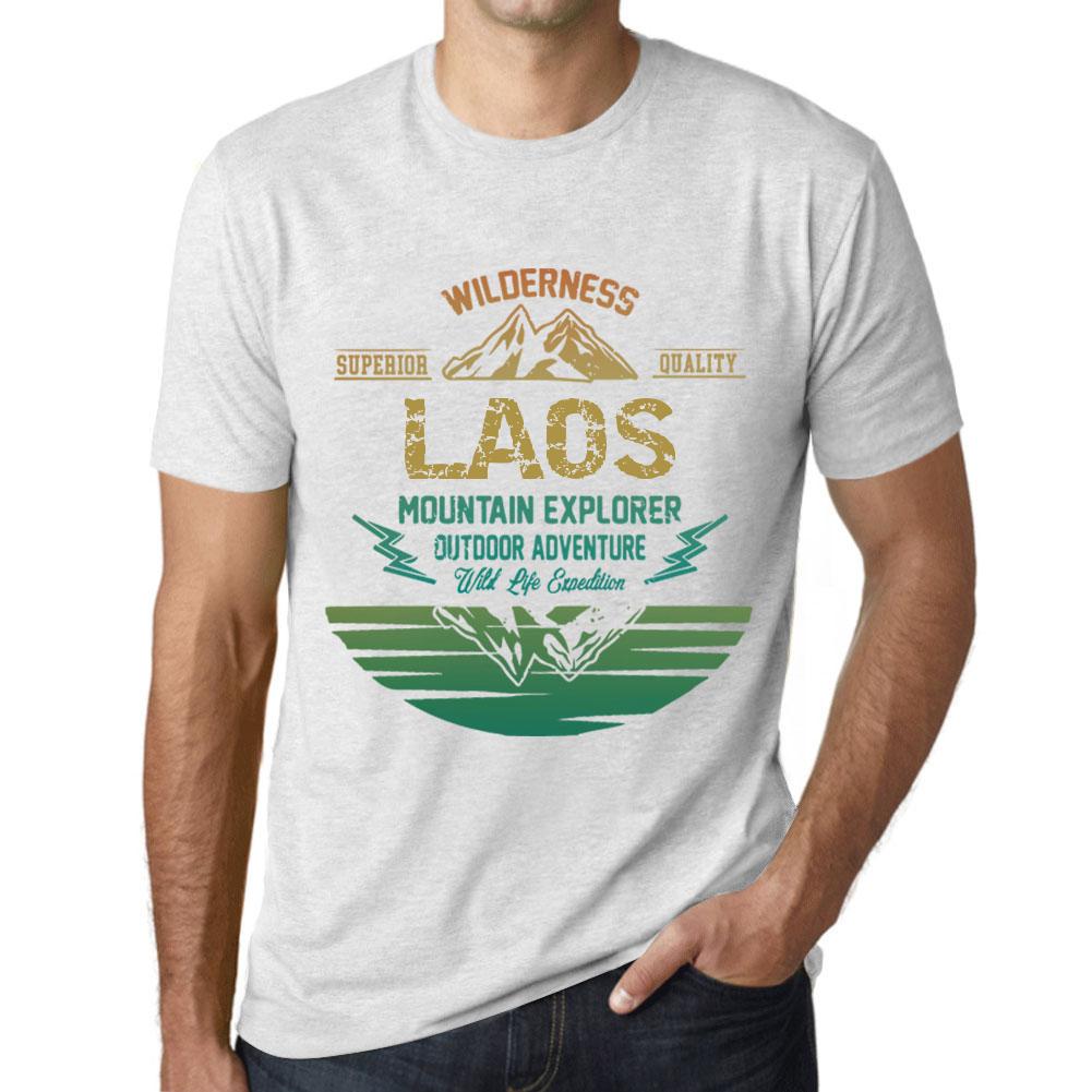 Ultrabasic Heren Vintage T-shirt Grafisch T-shirt Mountain Explorer Laos Vintage Wit