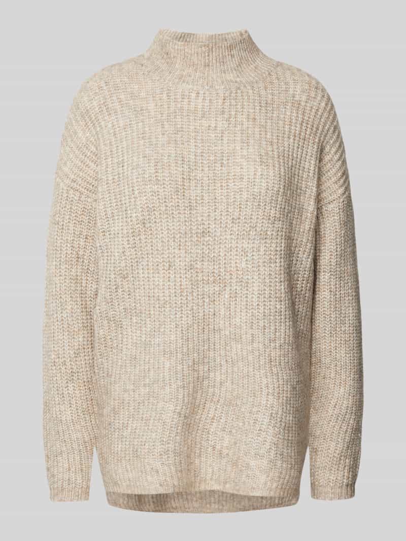 QS Gebreide pullover met opstaande kraag en wol