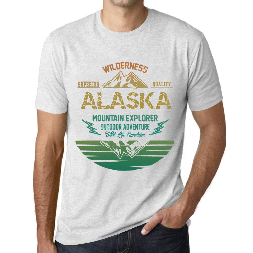 Ultrabasic Heren Vintage T-shirt Grafisch T-shirt Mountain Explorer Alaska Vintage Wit