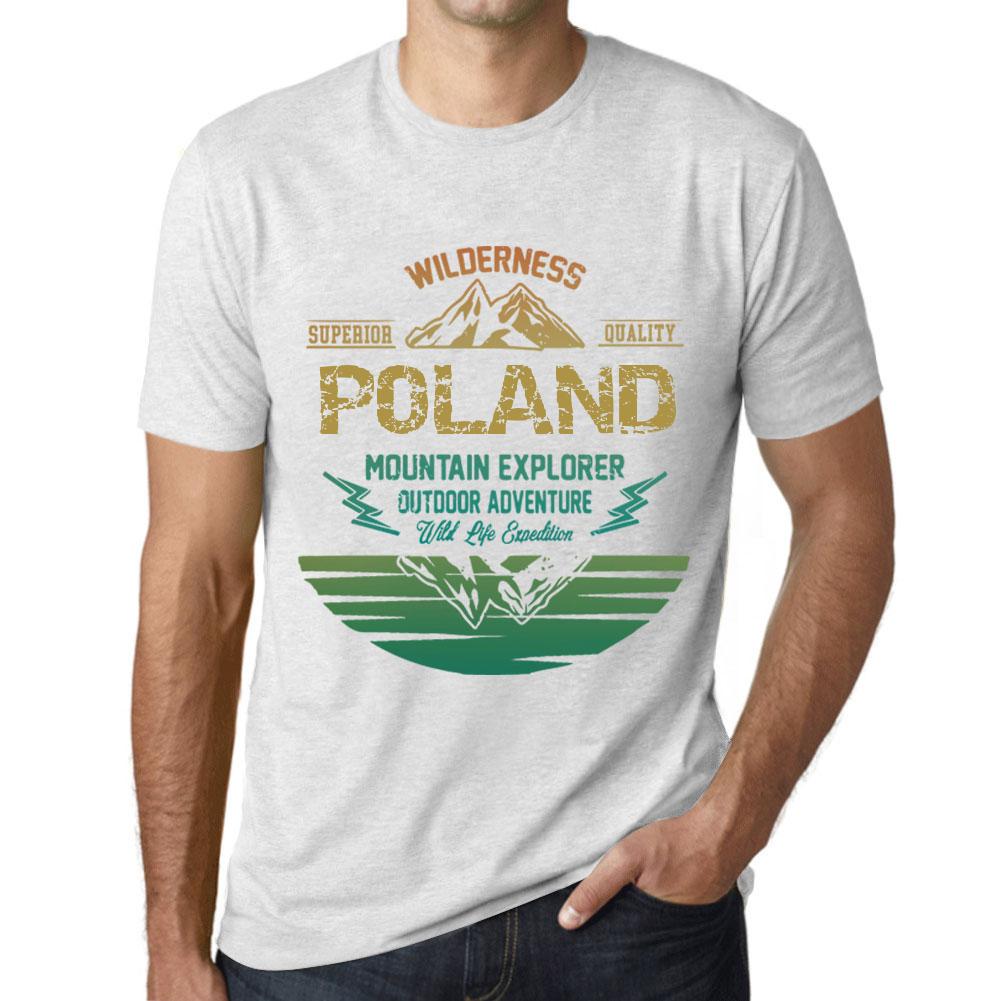 Ultrabasic Heren Vintage T-shirt Grafisch T-shirt Mountain Explorer Polen Vintage Wit