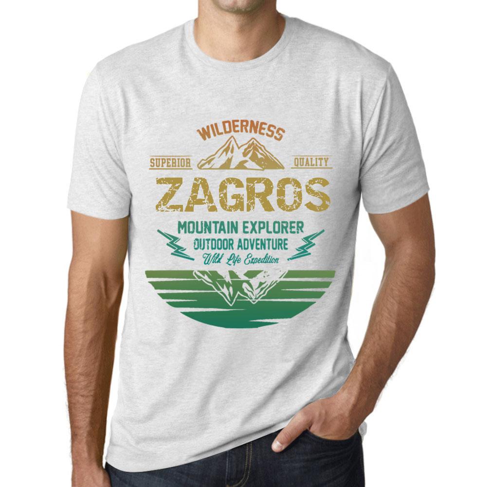 Ultrabasic Heren Vintage Tee Shirt Grafisch T-shirt Mountain Explorer ZAGROS Vintage Wit