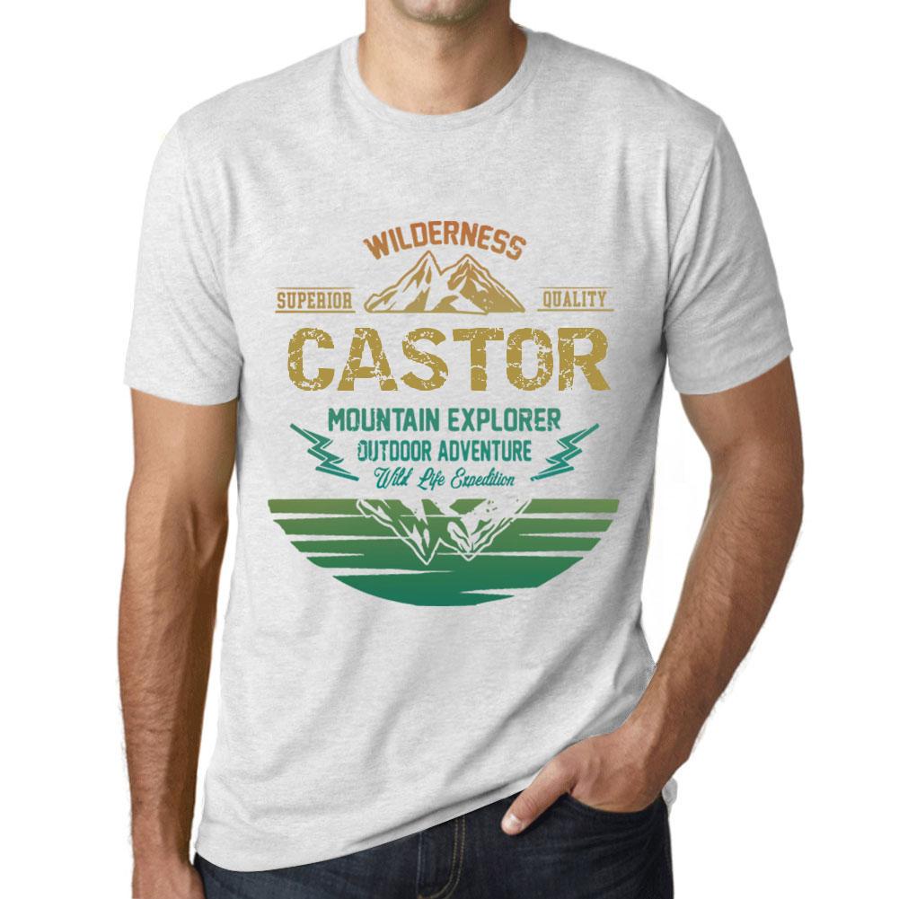 Ultrabasic Heren Vintage T-shirt Grafisch T-shirt Mountain Explorer Castor Vintage Wit