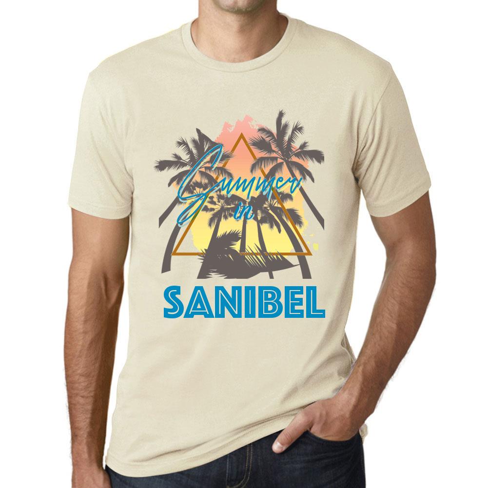 Ultrabasic Heren Vintage T-shirt Grafisch T-shirt Zomer Driehoek Sanibel Natural