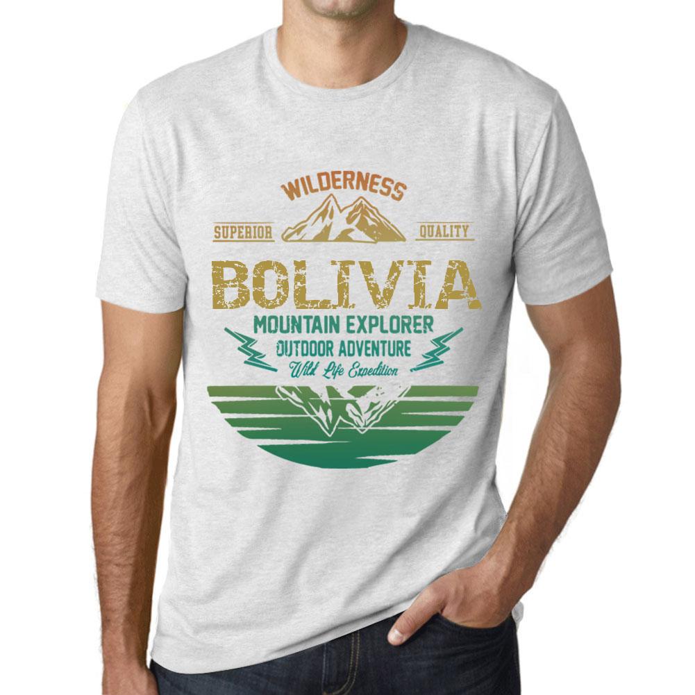 Ultrabasic Vintage T-shirt voor heren Grafisch T-shirt Mountain Explorer Bolivia Vintage Wit