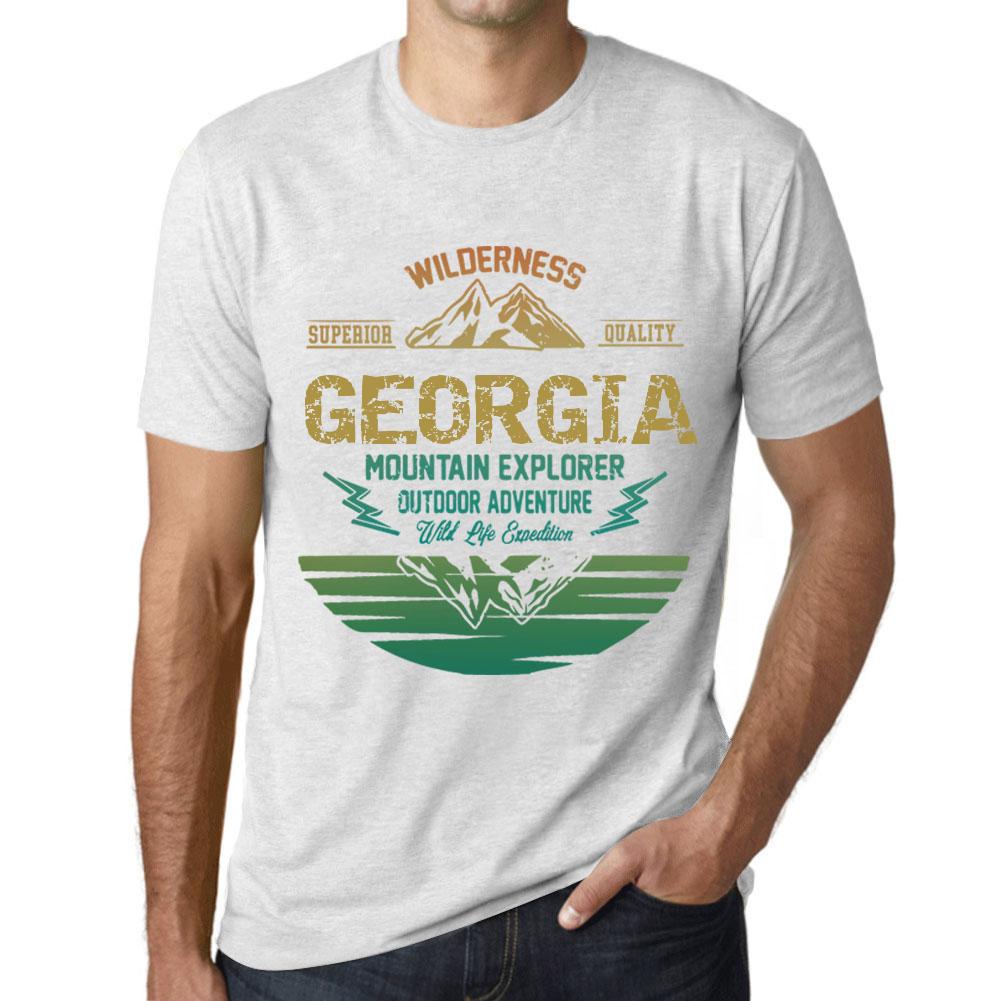 Ultrabasic Heren Vintage T-shirt Grafisch T-shirt Mountain Explorer Georgia Vintage Wit