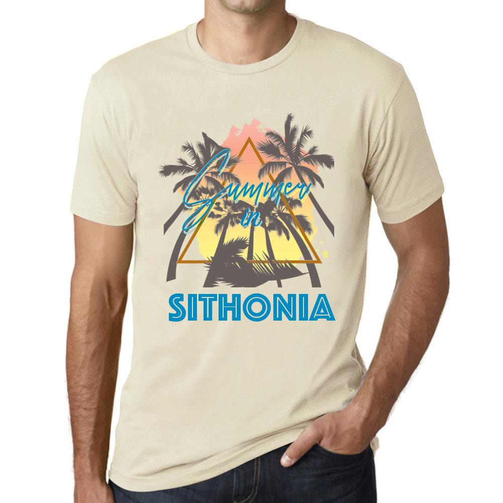 Ultrabasic Heren Vintage T-shirt Grafisch T-shirt Zomer Driehoek Sithonia Natural