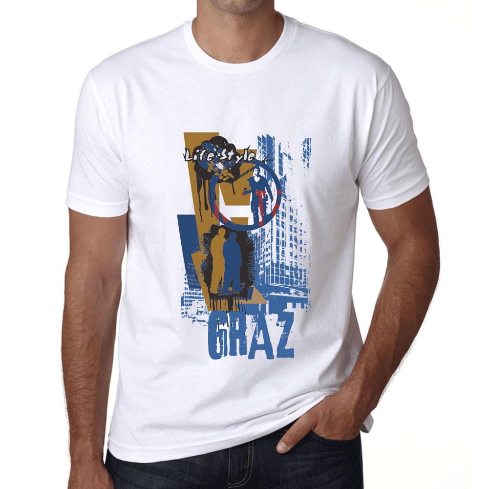 Ultrabasic Heren Vintage T-shirt Grafisch T-shirt Graz Lifestyle Wit