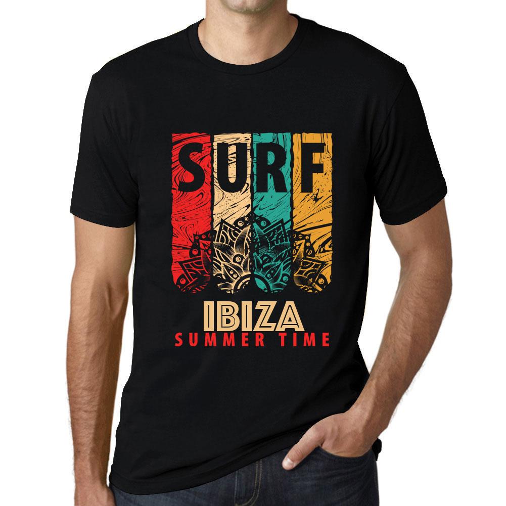 Ultrabasic Vintage T-shirt voor heren Grafisch T-shirt Surf Summer Time Ibiza Diepzwart