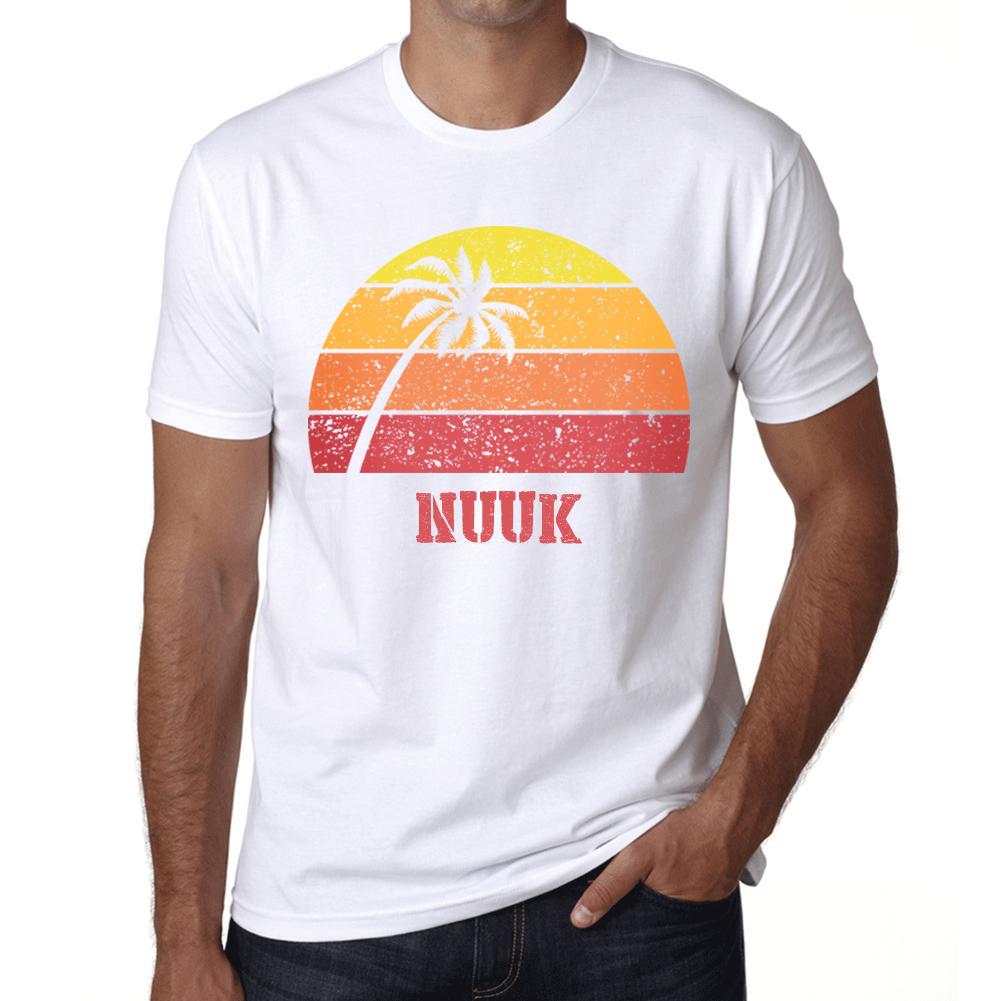 Ultrabasic Vintage T-shirt voor heren Grafisch T-shirt Nuuk Sunset White