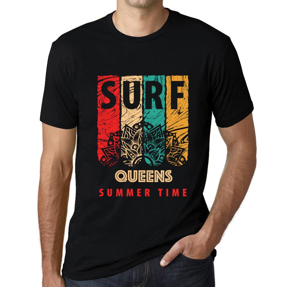 Ultrabasic Heren Vintage T-shirt Grafisch T-shirt Surf Summer Time Queens Deep Black