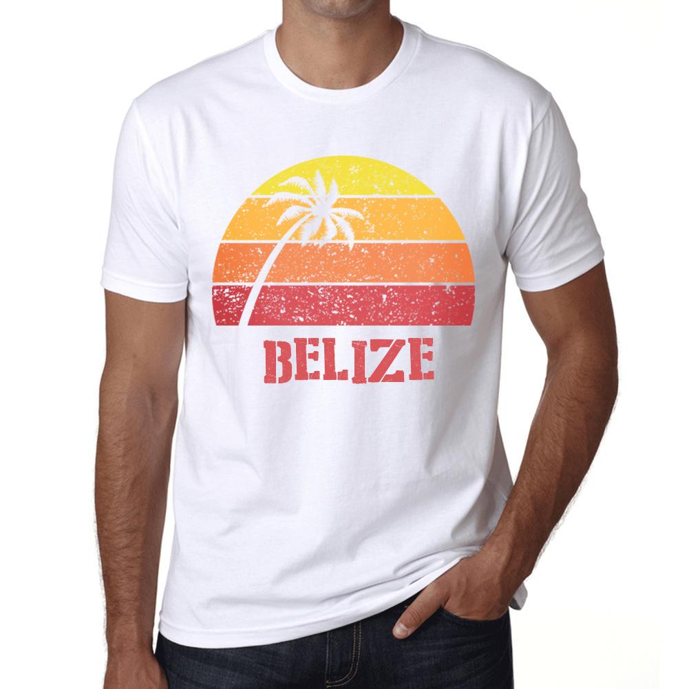 Ultrabasic Vintage T-shirt voor heren Grafisch T-shirt Belize Sunset White