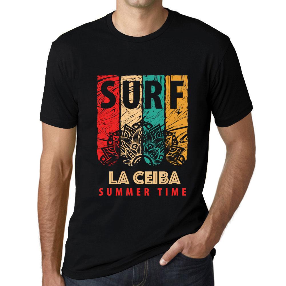 Ultrabasic Vintage T-shirt voor heren Grafisch T-shirt Surf Summer Time LA CEIBA Diepzwart