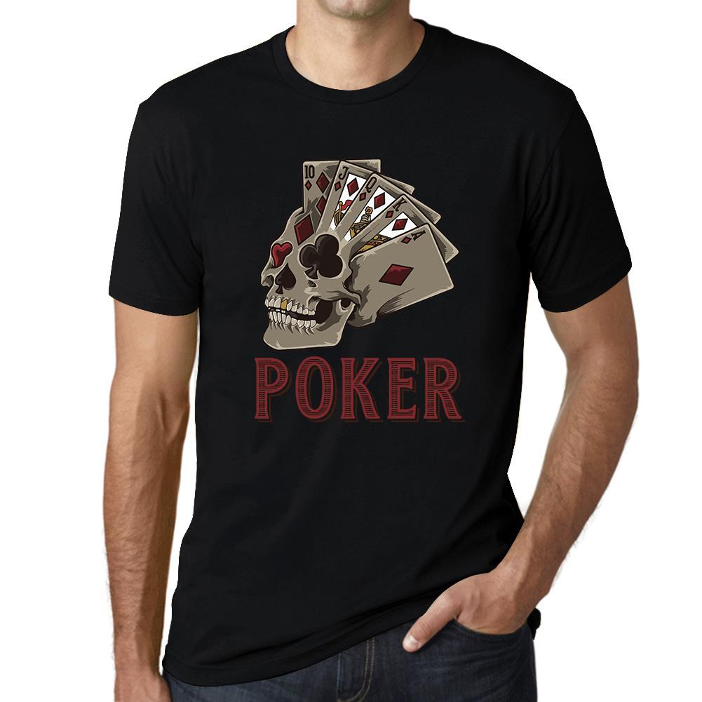 Ultrabasic Grafisch Heren T-Shirt - Royal Flush Shirt - Gouden Tanden Schedel Poker Tee