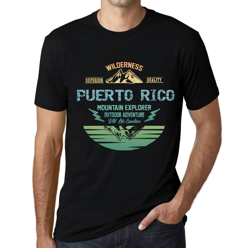 Ultrabasic Heren Vintage T-shirt Grafisch T-shirt Mountain Explorer Puerto RICO diepzwart