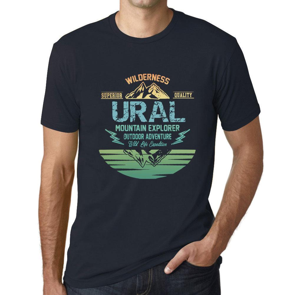 Ultrabasic Vintage T-shirt voor heren Grafisch T-shirt Mountain Explorer Ural Navy