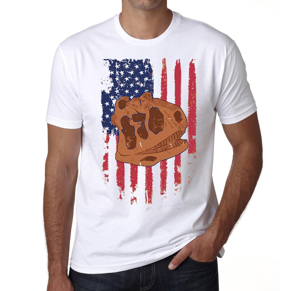 Ultrabasic Heren T-shirt - Patriottisch shirt van de Amerikaanse vlag - Dinosaur Skull Tee