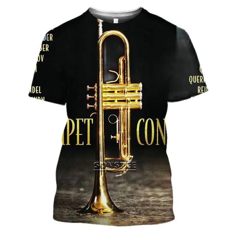 ETST WENDY 005 2022 3d Trumpet Print Men's T-shirt Classic Musical Instrument Short Sleeve Unisex Casual Shirt Hip Hop Top Men Women Xxs-6xl