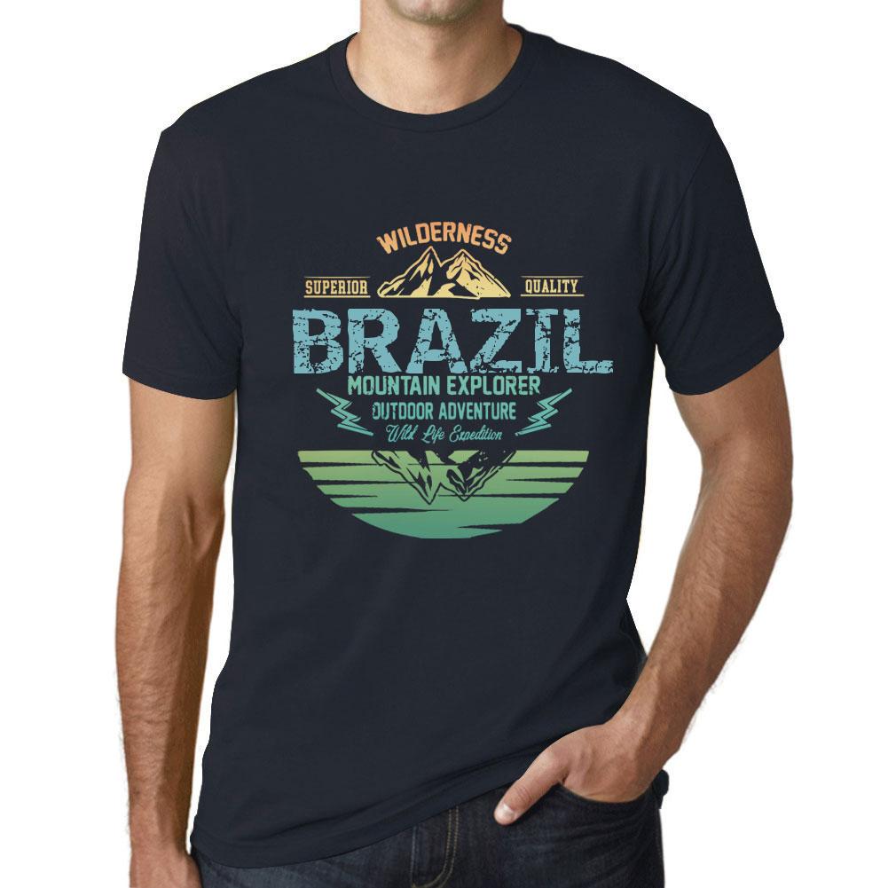 Ultrabasic Heren Vintage T-shirt Grafisch T-shirt Mountain Explorer Brazilië Marine