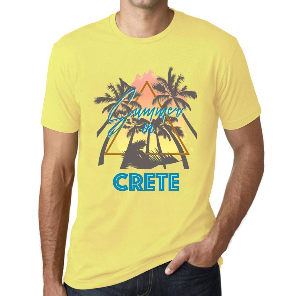 Ultrabasic Heren Vintage T-shirt Grafisch T-shirt Zomer Driehoek Kreta Lichtgeel