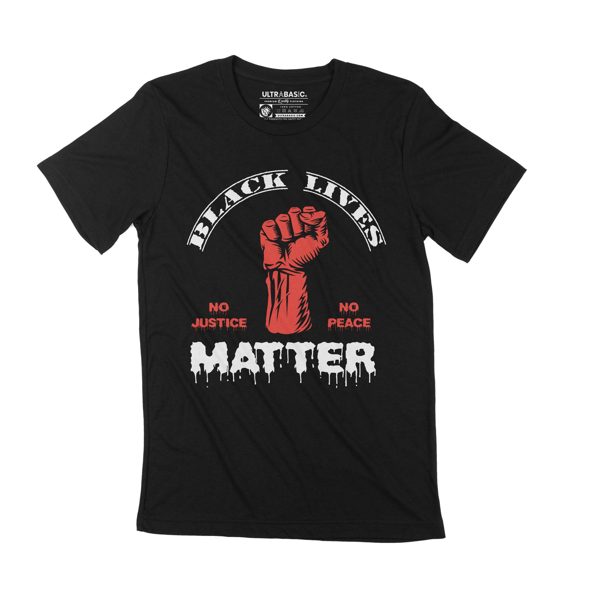 Ultrabasic Heren T-shirt Black Lives Matter No Justice No Peace BLM Tee