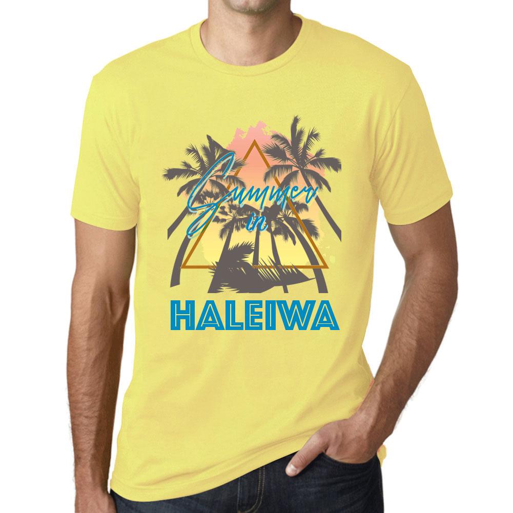 Ultrabasic Heren Vintage T-shirt Grafisch T-shirt Zomer Driehoek Haleiwa Lichtgeel