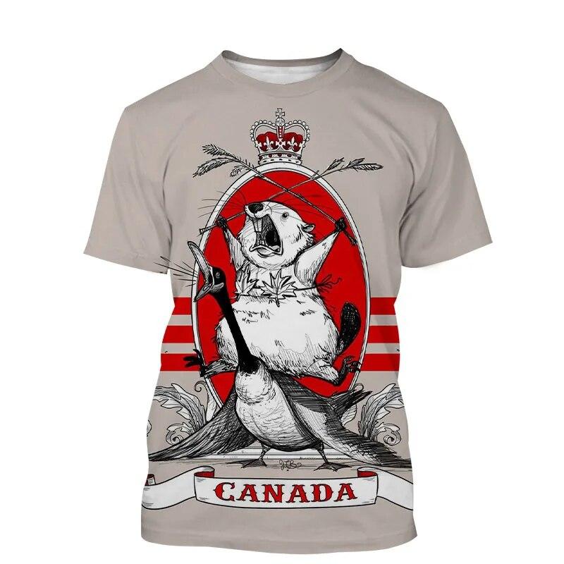 Xin nan zhuang Canada Beaver T-shirt Canadese vlag Maple Leaf 3D-print Streetwear Man Vrouw O-hals T-shirts Harajuku Tees Tops Kinderkleding