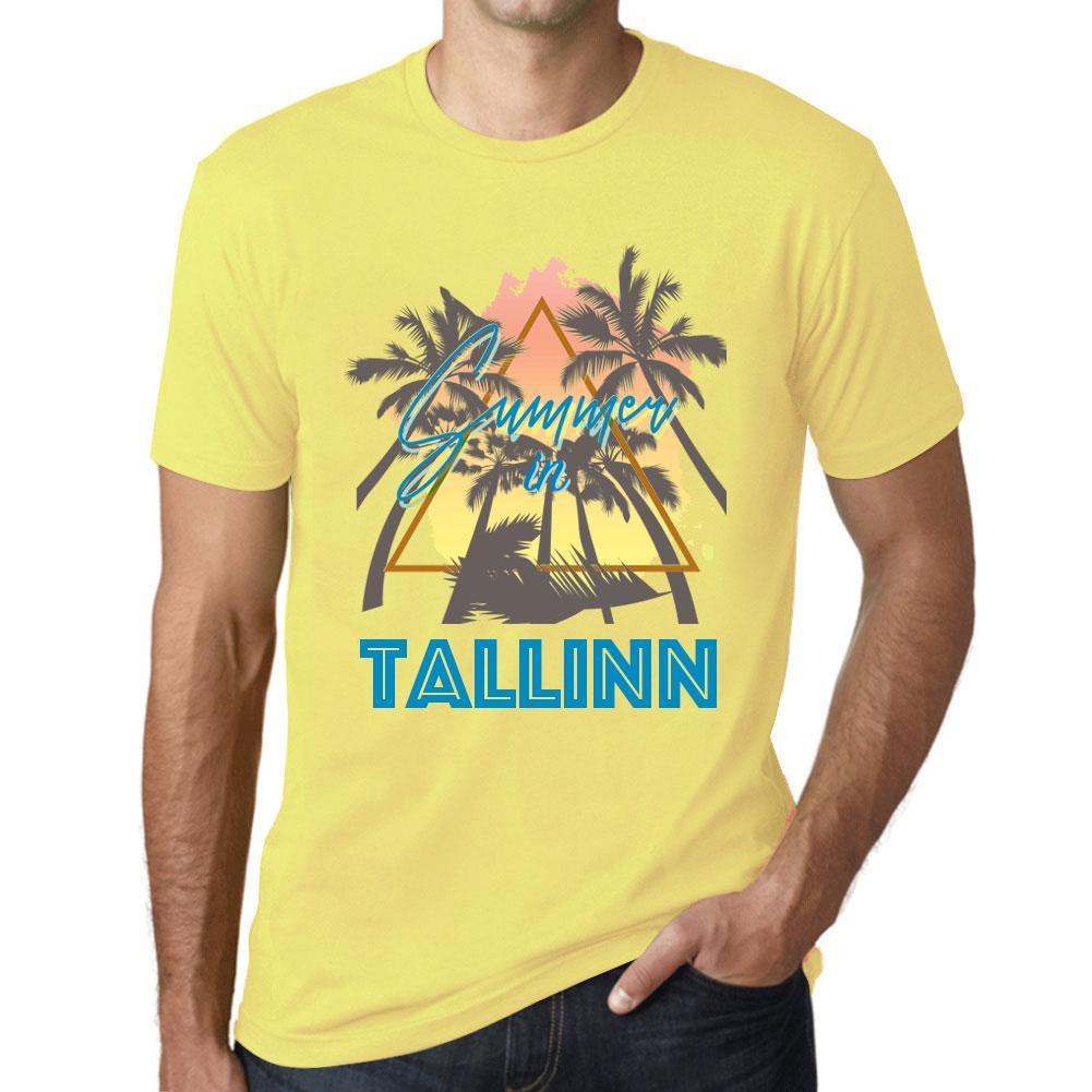 Ultrabasic Heren Vintage T-shirt Grafisch T-shirt Zomer Driehoek Tallinn Lichtgeel